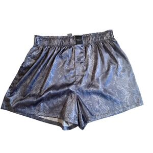 Savage X Fenty Mens Blue Snakeskin Satin Boxer Shorts Size Small Loungewear